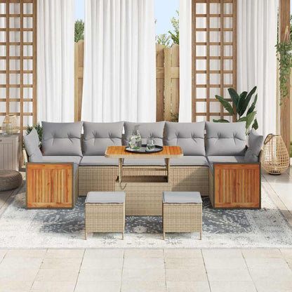 Set Divano da Giardino 13 pcs Beige e Grigio Chiaro polyrattan