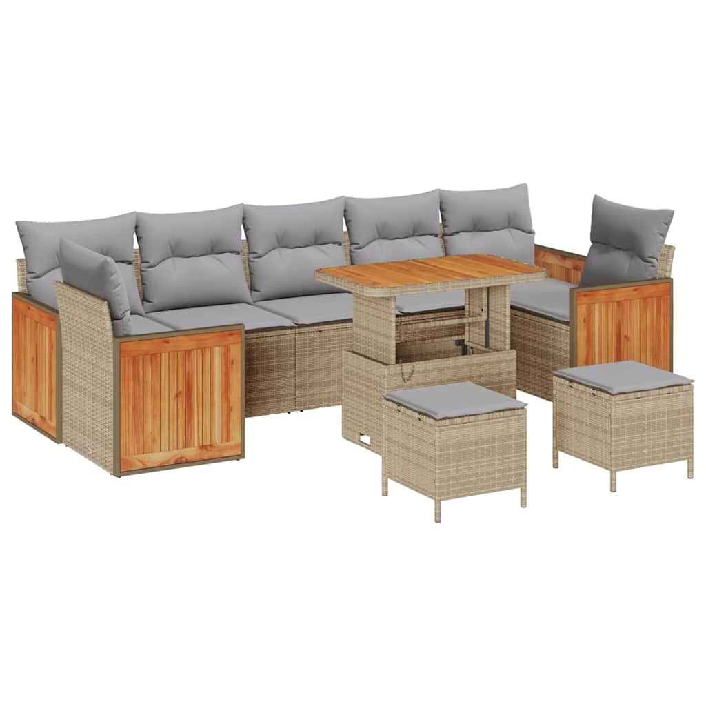 Set Divano da Giardino 13 pcs Beige e Grigio Chiaro polyrattan