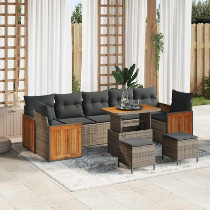 Set Divano da Giardino con cuscino 13 pcs Grigio polyrattan