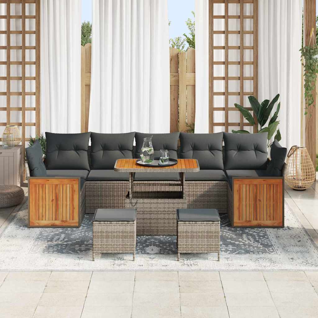 Set Divano da Giardino con cuscino 13 pcs Grigio polyrattan