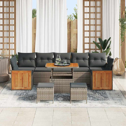 Set Divano da Giardino con cuscino 13 pcs Grigio polyrattan