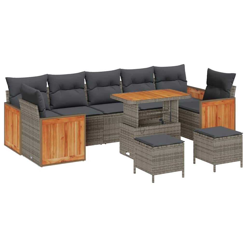 Set Divano da Giardino con cuscino 13 pcs Grigio polyrattan