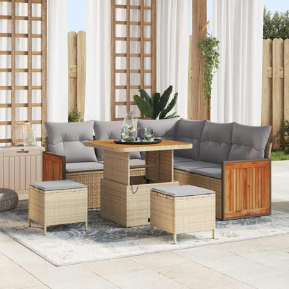 Set Divano da Giardino 9 pcs beige e grigio chiaro polyrattan
