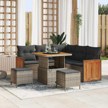 Set Divano da Giardino con cuscino 9 pcs Grigio polyrattan