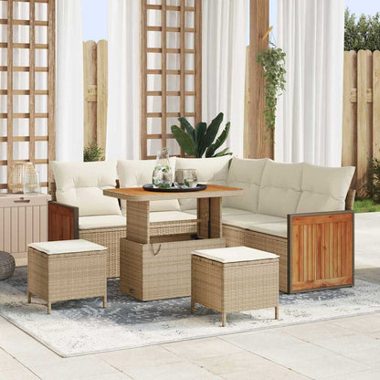 Set Divano da Giardino 9 pcs Beige e Crema polyrattan