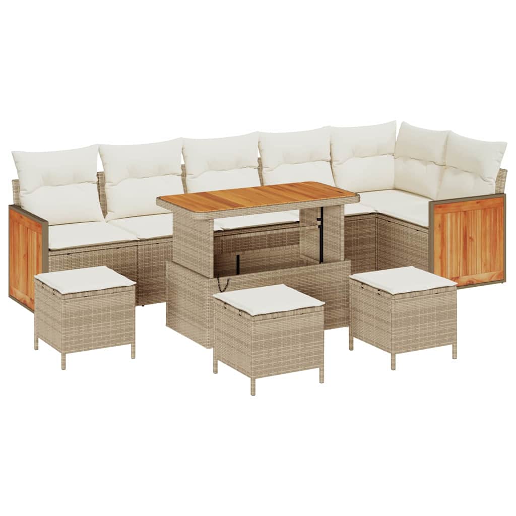 Set Divano da Giardino 12 pcs Beige e Crema polyrattan