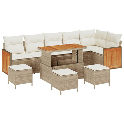 Set Divano da Giardino 12 pcs Beige e Crema polyrattan