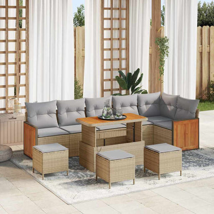 Set Divano da Giardino 12 pcs Beige e Grigio Chiaro polyrattan