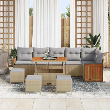 Set Divano da Giardino 12 pcs Beige e Grigio Chiaro polyrattan