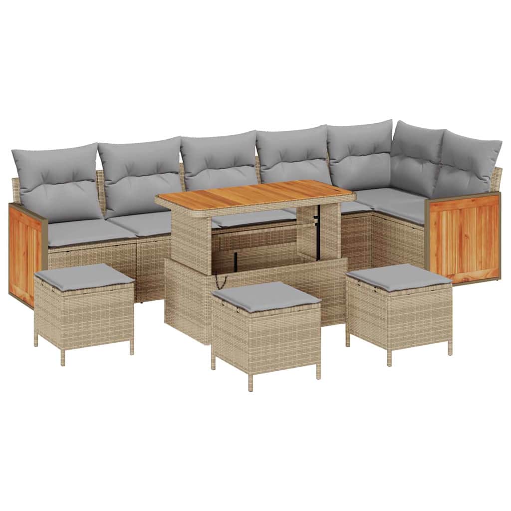 Set Divano da Giardino 12 pcs Beige e Grigio Chiaro polyrattan