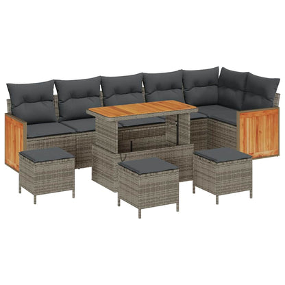 Set Divano da Giardino con cuscino 12 pcs Grigio polyrattan