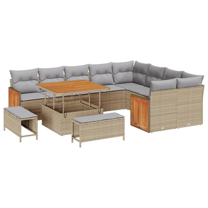 Set Divano da Giardino 13 pcs Beige e Grigio Chiaro polyrattan