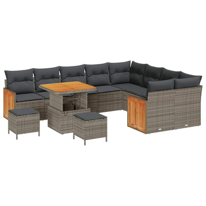 Set Divano da Giardino con cuscino 13 pcs Grigio polyrattan