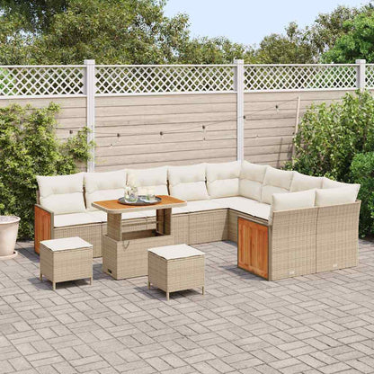 Set Divano da Giardino 13 pcs Beige e Crema polyrattan