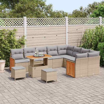 Set Divano da Giardino 13 pcs Beige e Grigio Chiaro polyrattan