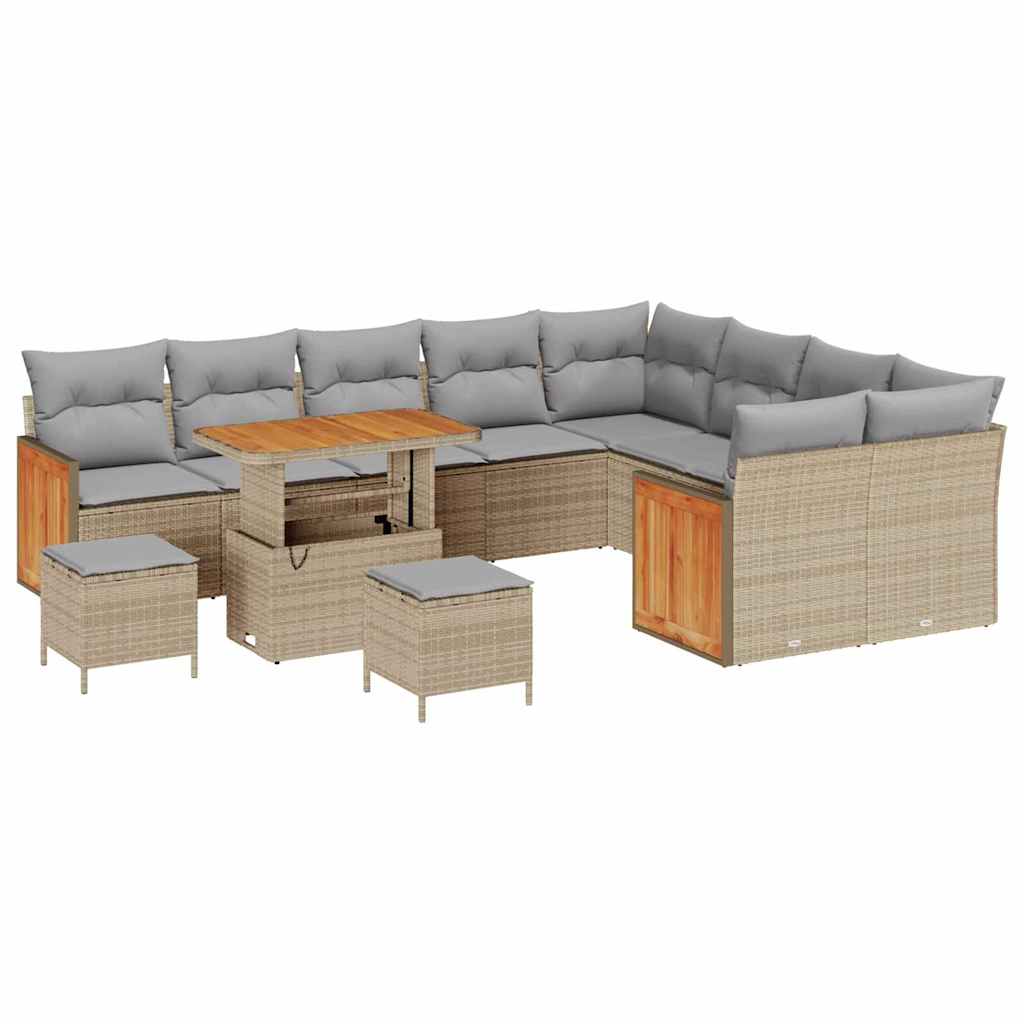 Set Divano da Giardino 13 pcs Beige e Grigio Chiaro polyrattan