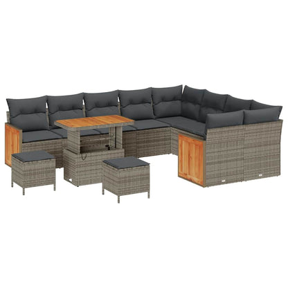 Set Divano da Giardino con cuscino 13 pcs Grigio polyrattan