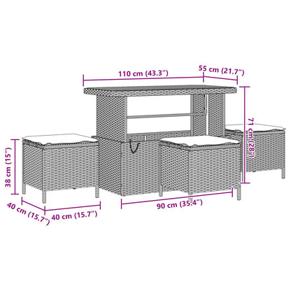 Set Divano da Giardino con cuscino 14 pcs Nero polyrattan