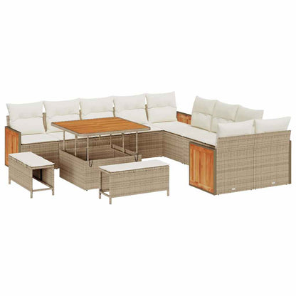 Set Divano da Giardino 17 pcs Beige e Crema polyrattan