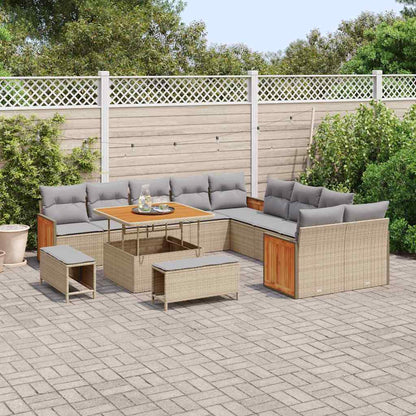 Set Divano da Giardino 17 pcs Beige e Grigio Chiaro polyrattan