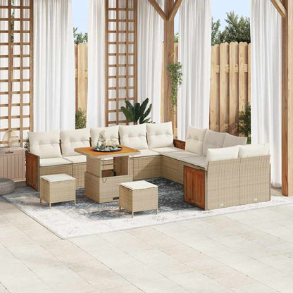Set Divano da Giardino 17 pcs Beige e Crema polyrattan
