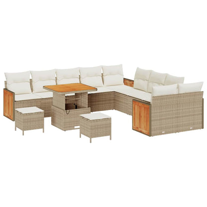 Set Divano da Giardino 17 pcs Beige e Crema polyrattan