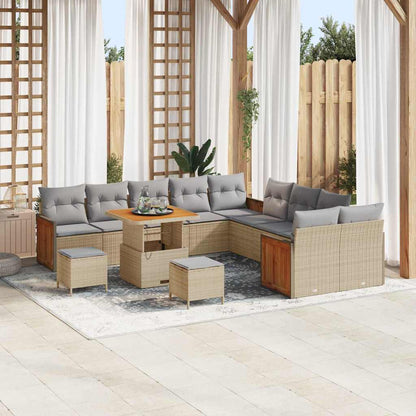 Set Divano da Giardino 17 pcs Beige e Grigio Chiaro polyrattan