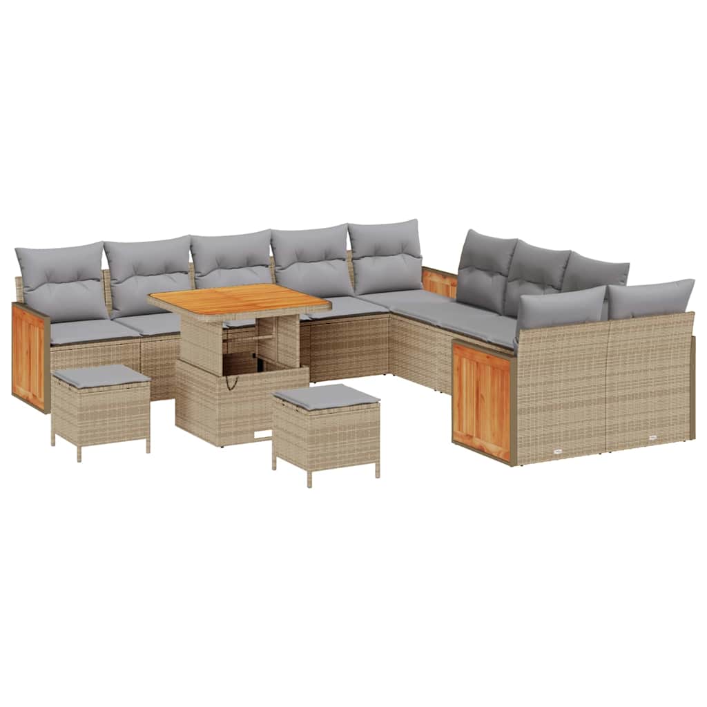 Set Divano da Giardino 17 pcs Beige e Grigio Chiaro polyrattan