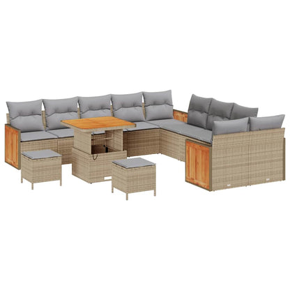 Set Divano da Giardino 17 pcs Beige e Grigio Chiaro polyrattan