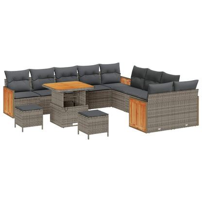 Set Divano da Giardino con cuscino 17 pcs Grigio polyrattan