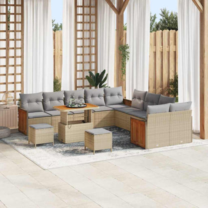 Set Divano da Giardino 17 pcs Beige e Grigio Chiaro polyrattan