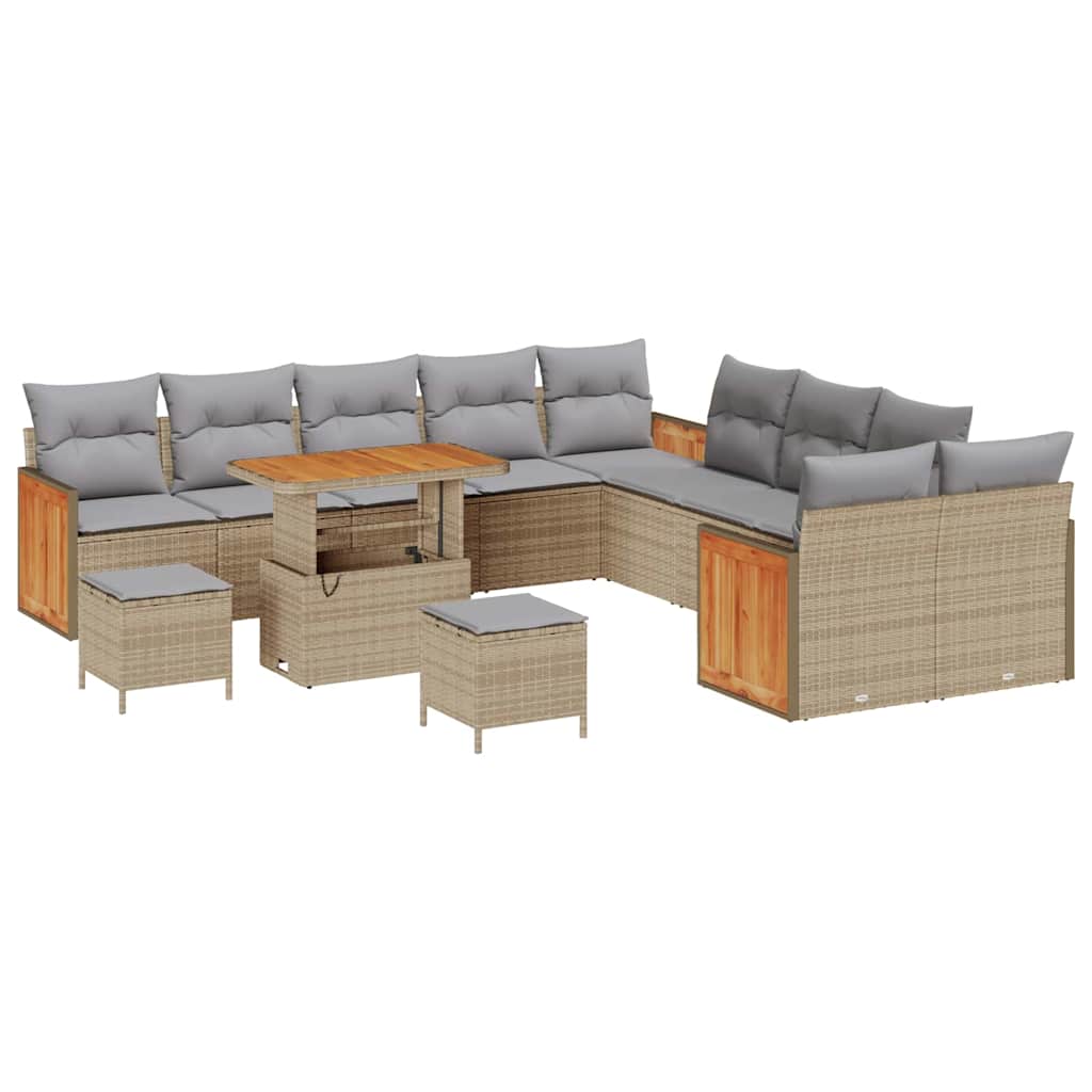 Set Divano da Giardino 17 pcs Beige e Grigio Chiaro polyrattan