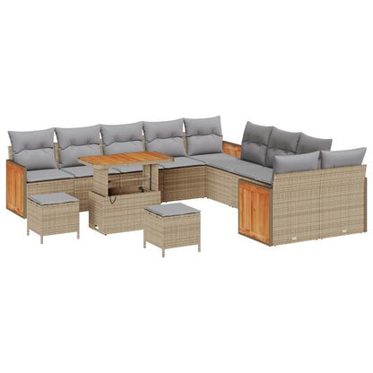 Set Divano da Giardino 17 pcs Beige e Grigio Chiaro polyrattan