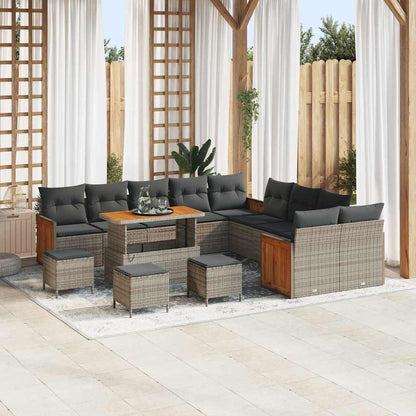 Set Divano da Giardino con cuscino 18 pcs Grigio polyrattan