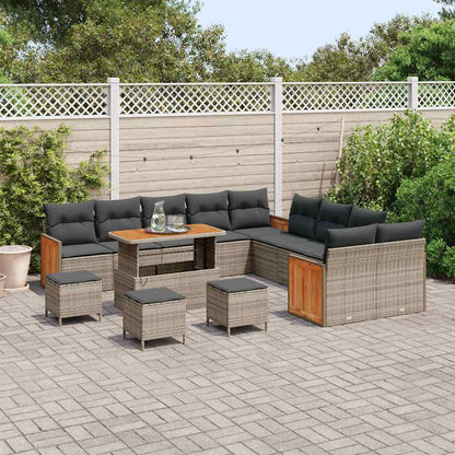 Set Divano da Giardino con cuscino 18 pcs Grigio polyrattan