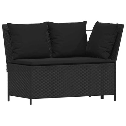 Set Divani da Giardino 4 pz con Cuscini Forma L Polyrattan Nero