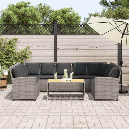 Divano da Giardino con Cuscini in Polyrattan Grigio