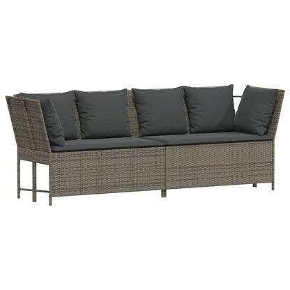 Divano da Giardino con Cuscini in Polyrattan Grigio