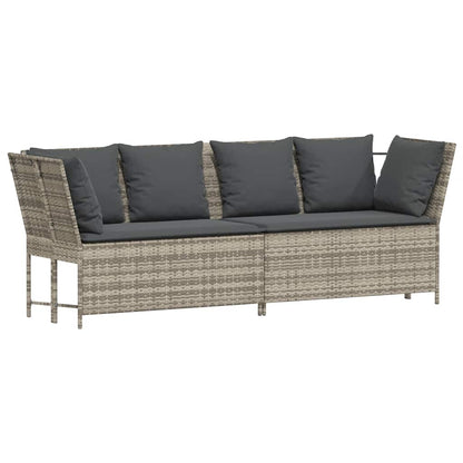 Divano da Giardino con Cuscini in Polyrattan Grigio Chiaro
