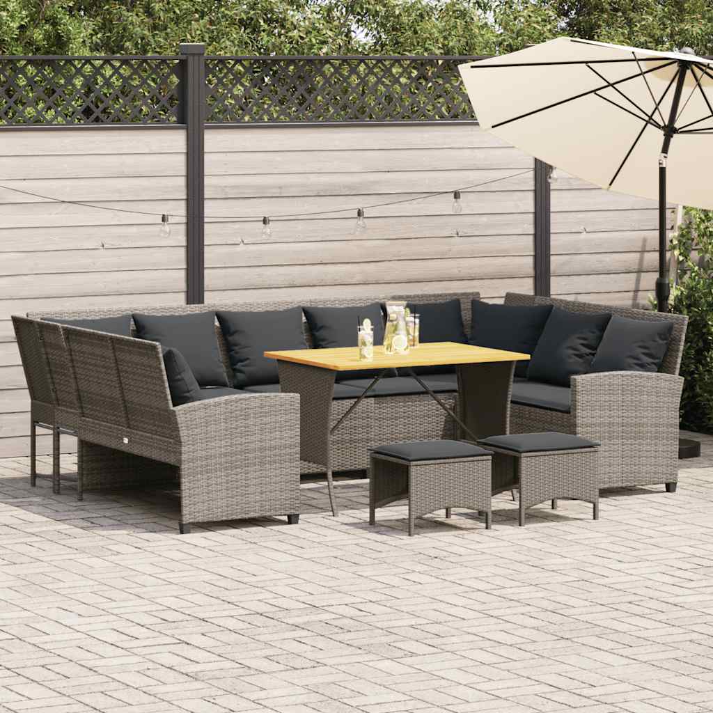 Set Divani da Giardino 4 pz con Cuscini in Polyrattan Grigio