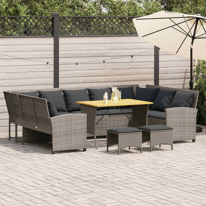 Set Divani da Giardino 4 pz con Cuscini in Polyrattan Grigio