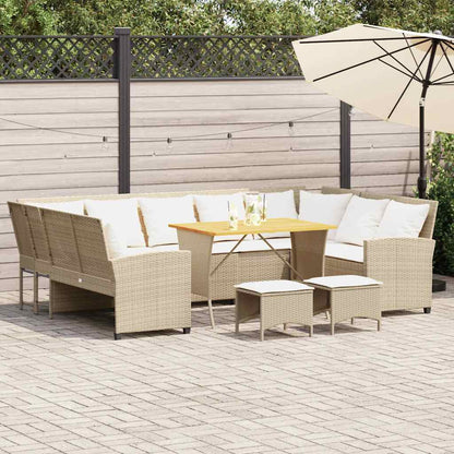 Set Divano da Giardino 4 pz con Cuscini Beige in Polyrattan