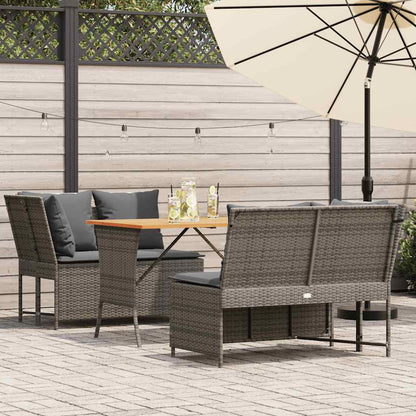 Set Divani da Giardino 3 pz con Cuscini Grigio in Polyrattan