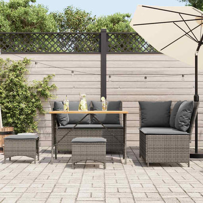Set Divano da Giardino 5 pz con Cuscini Grigio in Polyrattan
