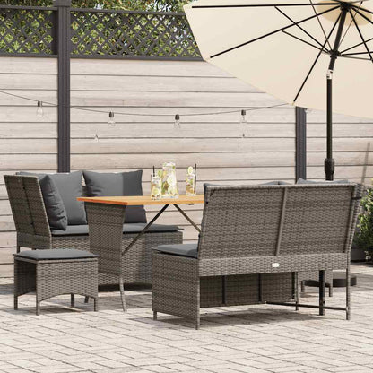 Set Divano da Giardino 5 pz con Cuscini Grigio in Polyrattan