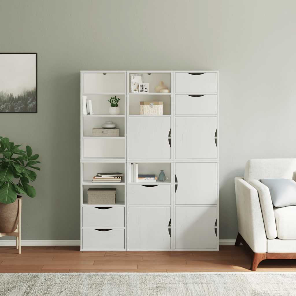 Armadietti Laterali 6 pz ODDA Bianco 40x24x79 cm Legno di Pino