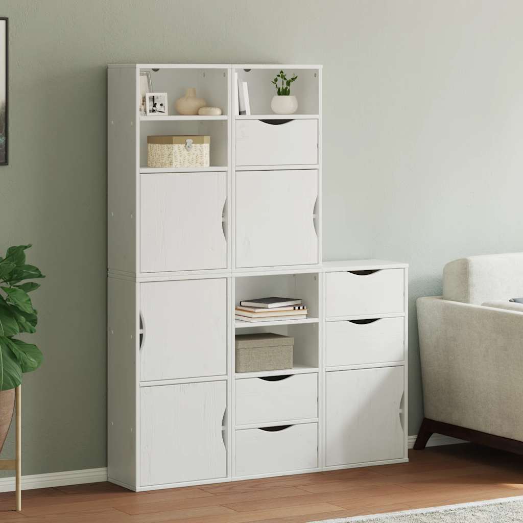 Armadietti Laterali 5 pz ODDA Bianco 40x24x79 cm Legno di Pino