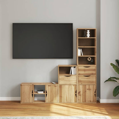 Mobile TV 4 pz con Contenitore ODDA in Legno Massello di Pino