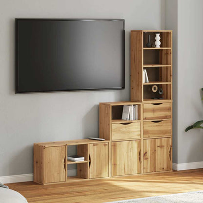 Mobile TV 4 pz con Contenitore ODDA in Legno Massello di Pino