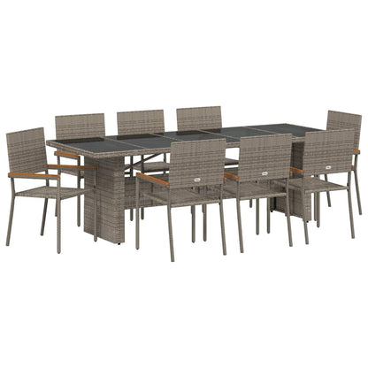 Set da Pranzo per Giardino 9 pcs Grigio polyrattan